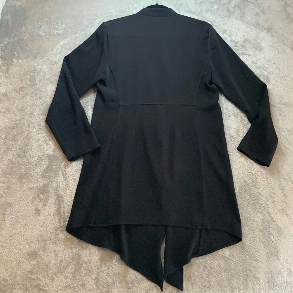 Premise Womens Black Open Front Waterfall Draped Cardigan Notched Collar Small - Picture 6 of 6